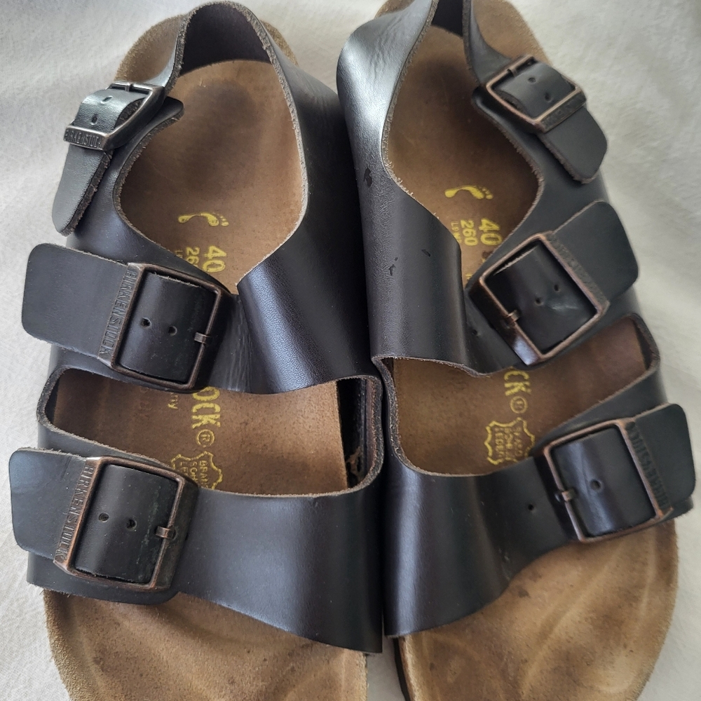 Birkenstock Milano Oiled Leather Sandals With Functional Backstrap In Sz 40